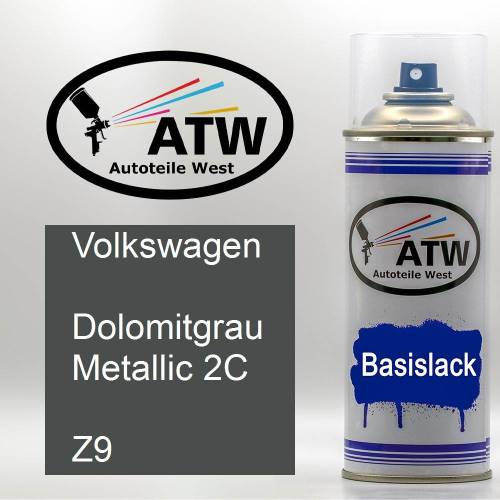 Volkswagen, Dolomitgrau Metallic 2C, Z9: 400ml Sprühdose, von ATW Autoteile West.